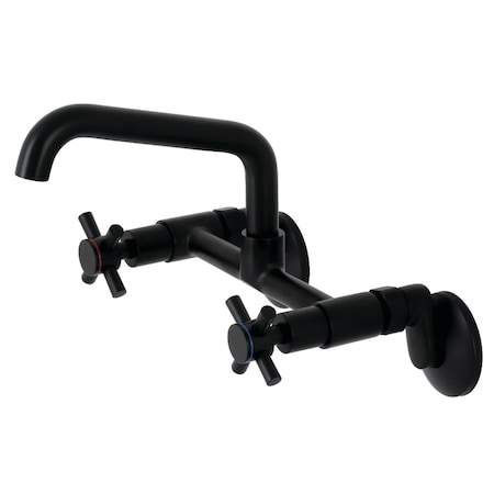 Kingston Brass KS423MB Concord Two-Handle Wall-Mount Kitchen Faucet, Matte Black KS423MB